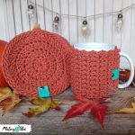 Kubek w sweterku i podkładka ~ dynia - 