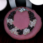 Bransoletka z różowego kwarcu i granatów - Luksusowa bransoletka z kamieni