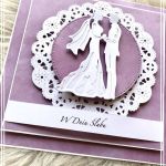 Kartka na ślub pastelowa fioletowa 02 - zbliżenie na poszczególne elementy kartki