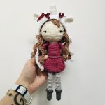 Lalka z czapką jednorożca szydełkowa handmade - lalka kolekcjonerska