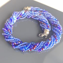 Naszyjnik Krótki Koraliki Niebieskie Mix