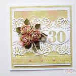 Kartka ROCZNICA ŚLUBU zielono-różowa - Kartka na rocznicę ślubu z różami