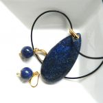 Lapis lazuli z pirytem biżuteria w złocie - 