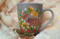 Mini misie łąkowe ręcznie malowany kubek 300 ml.