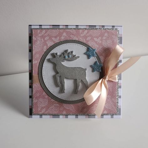 Kartka świąteczna Boże Narodzenie srebrny renifer