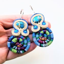 Blue-Green Masai kolczyki sutasz