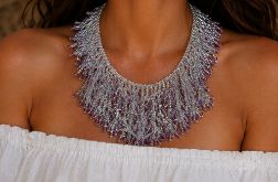 Naszyjnik "LAVENDER FROST - Hand-Woven Bead Collar"