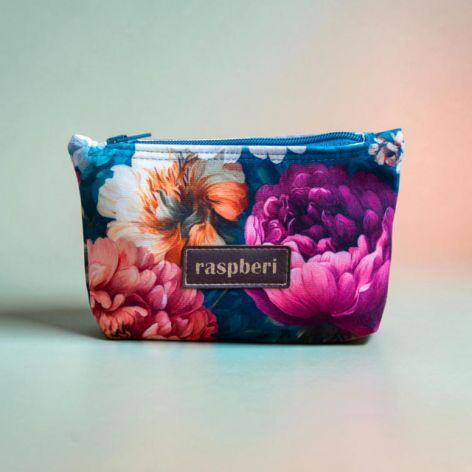 Etui na klucze z weluru w peonie – kwiatowe etui handmade I