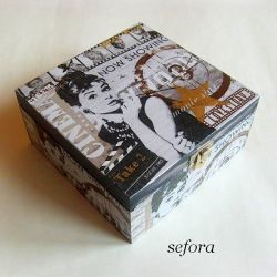 Szkatułka pudełko DECOUPAGE Audrey Hepburn