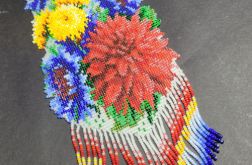 Komplet biżuterii z koralików Ląka dalie– gerdan z frędzliami i kolczyki