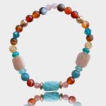 Agat,kamień słoneczny,amazonit bransoletka  - bez tła