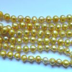 Naszyjnik z perłami, sznur pereł, żółte perły naturalne - 