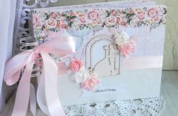 Album ślubny kwiatowy - pudrowy róż i biel