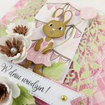 Urodzinowa kartka dla dziewczynki z uroczym króliczkiem - detale