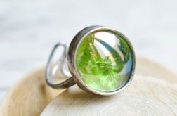Gra w zielone - pierścionek ze szkłem