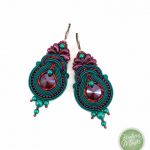 Kolczyki sutasz/soutache z kryształkami - Kolczyki sutasz
