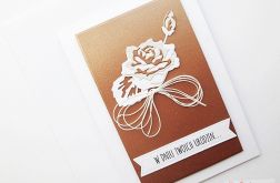 Kartka NA URODZINY - miedziana róża