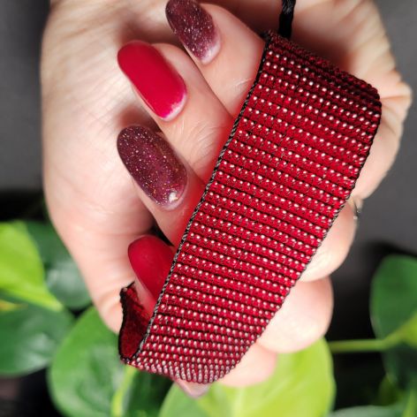 Bransoletka z koralików, kolor czerwony rubinowy