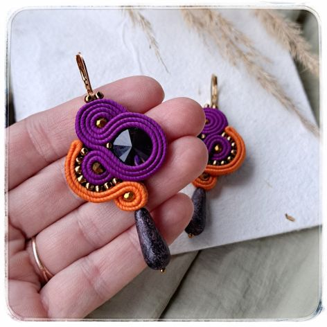 Kolczyki sutasz soutache Fioletowy 