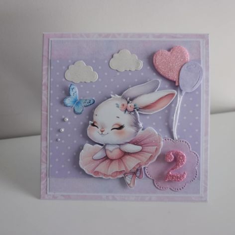Kartka na roczek urodziny Króliczek baletnica