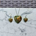 Komplet biżuterii z żywicy - kolczyki i wisiorek w kolorze zielonym - ZIELONA DUSZA - 2