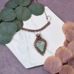 Miedziany naszyjnik wire wrapping z amazonitem #507 - 