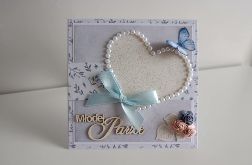 Kartka na ślub w pudełeczku serce z motylem