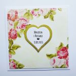 Kartka na ślub z różami elegancka handmade - Kartka ślubna z różami i sercem