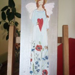 Anioł łąkowy - malowany na desce