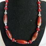 Pomarańczowe agaty, elegancki naszyjnik z agatami - 