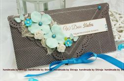 Kopertówka z okazji ślubu- brązy w turkusach