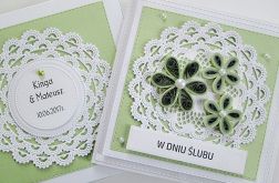 Kartka W DNIU ŚLUBU zielono-biała