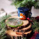 Boks świąteczny kubek lisy i podkładka - zestaw świąteczny z podstawką pod kubek