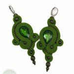 Kolczyki sutasz/soutache, długie, oliwkowe   - Oliwkowe kolczyki