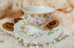 Stokrotki i niezapominajki ręcznie malowany komplet