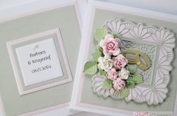 Kartka W DNIU ŚLUBU różowo-popielata