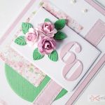 Kartka URODZINOWA różowo-zielona - Kartka urodzinowa z różyczkami