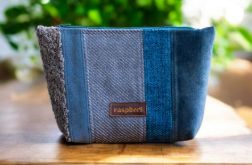 Patchworkowa duża kosmetyczka w kolorze niebieskim