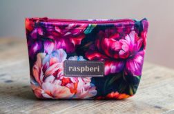 Etui na klucze z weluru w peonie – kwiatowe etui handmade