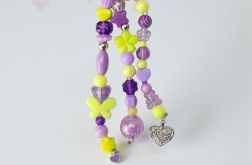 Fioletowo żółty breloczek z serduszkami