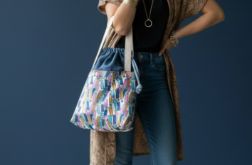 Torba granatowa handmade RASPBERI – unikatowa torba dla mamy z mocowaniami do wózka