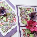 Kartka URODZINOWA fioletowo-różowe kwiaty - Fioletowo-różowa kartka urodzinowa z kwiatami