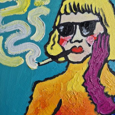 obraz olejny kawa, drink i alibi dama