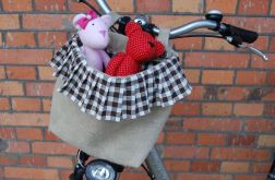 Lniany kosz na rower - wersja romantic vintage