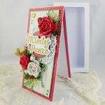 Kartka biało-czerwona na ślub z różami - kartka