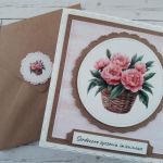 Kartka imieninowa z piwoniami w koszu - Tył koperty z ozdobnym kółeczkiem