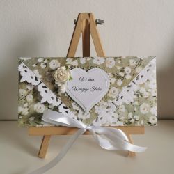 Kartka ślubna kopertowa kopertówka kwiaty