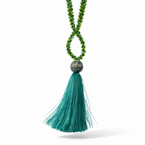 Naszyjnik Długi Sznur Trawa i Szmaragdy