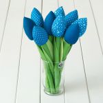 TULIPANY, niebieski bawełniany bukiet - bukiet bawełnianych niebieskich tulipanów