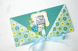 Kopertówka dla Młodej Pary w kolorze turkusowo - niebieskim.